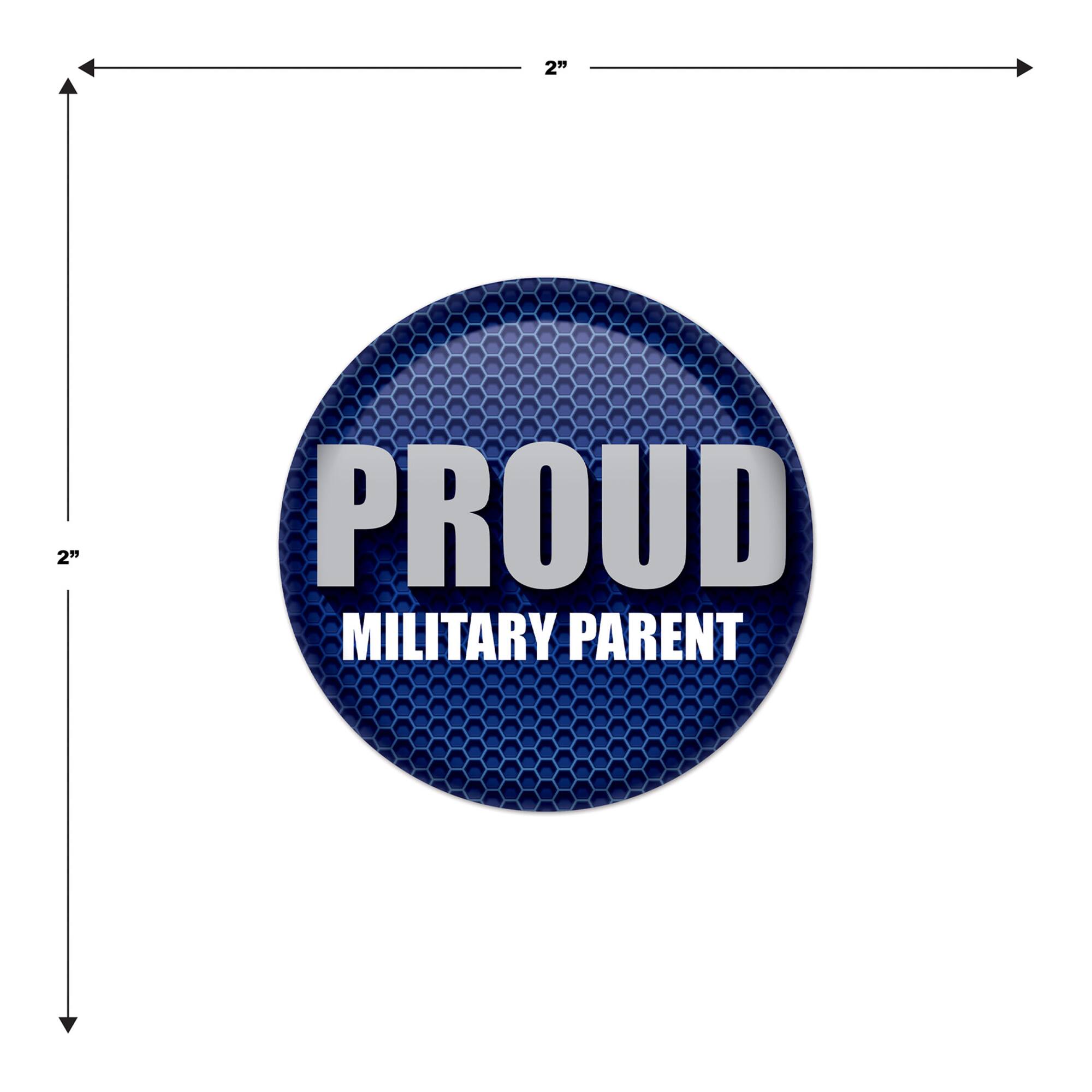 Beistle 2" Blue & Silver Proud Military Parent Buttons, 6ct.